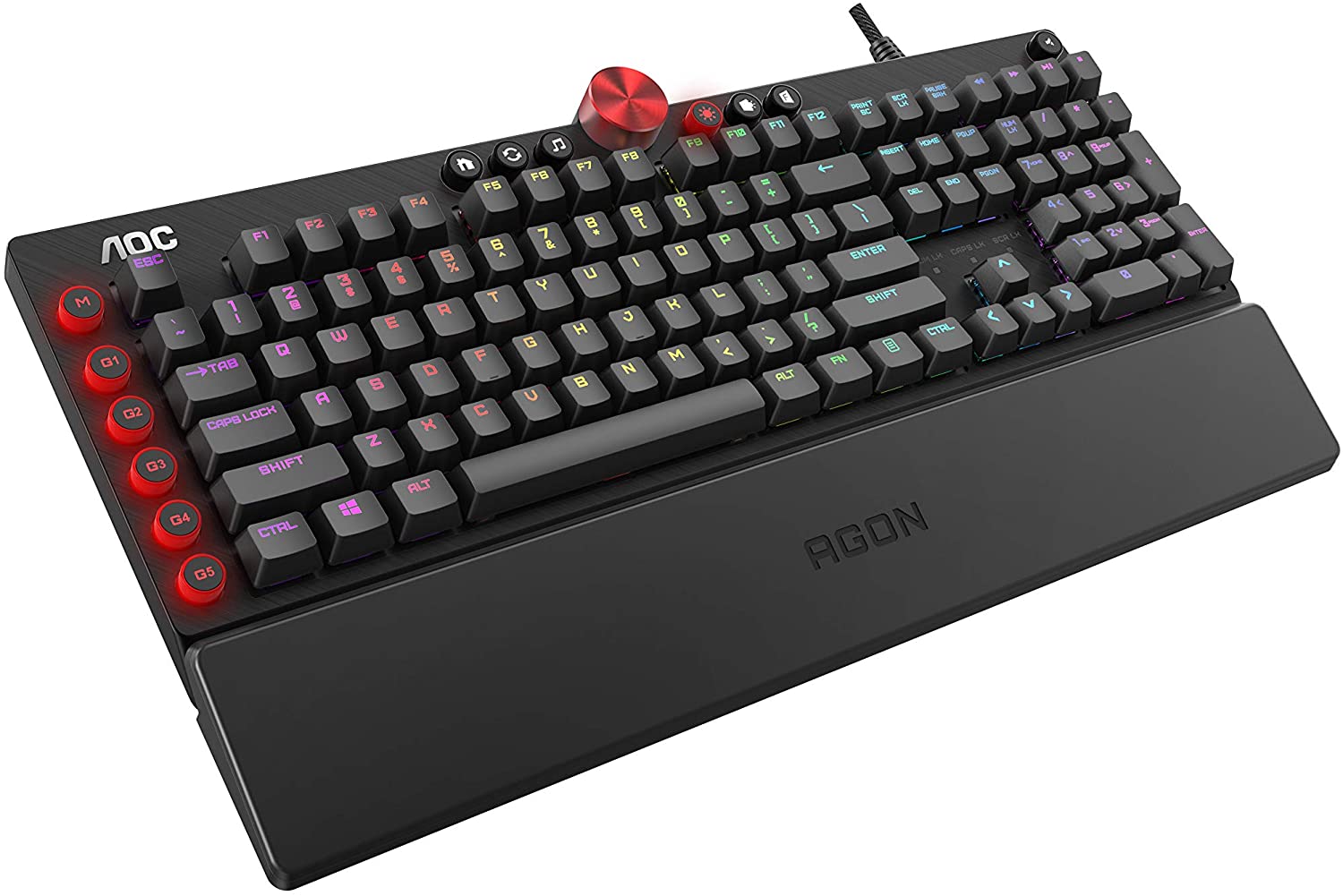 Игровая Клавиатура AOC AGK700, 108 клавиш, RGB SHOW, кабель 1,8м, USB2.0 RED AGK700DR2R