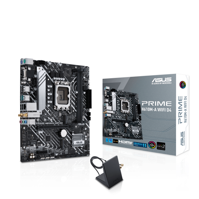 Сист.плата ASUS PRIME H610M-A WIFI D4, Z610, 1700, 2xDIMM DDR4, PCI-E x16, PCI-Ex1, M.2, D-SUB, SATA