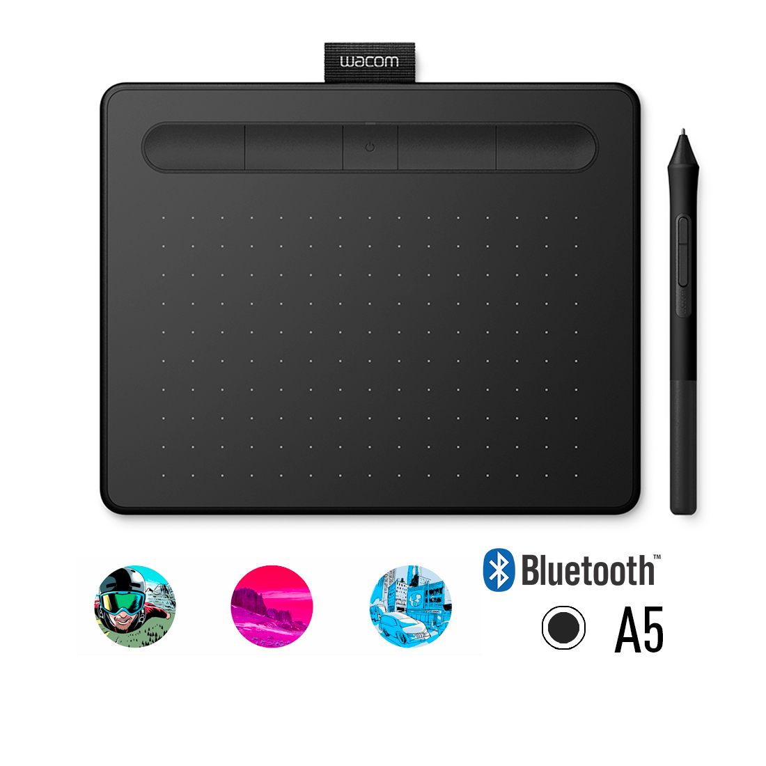 Графический планшет, Wacom, Intuos Medium Bluetooth (CTL-6100WLK-N), Разрешение 2540 lpi, Чувствител