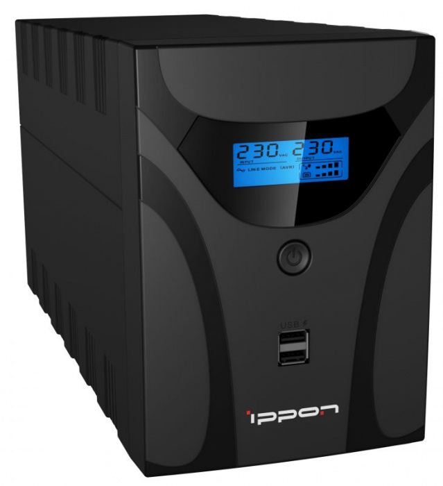 ИБП Ippon Smart Power Pro II 1200, 1200VA, 720Вт, AVR 162-290В, 6(2)хС13, управление по USB/RS-232, 
