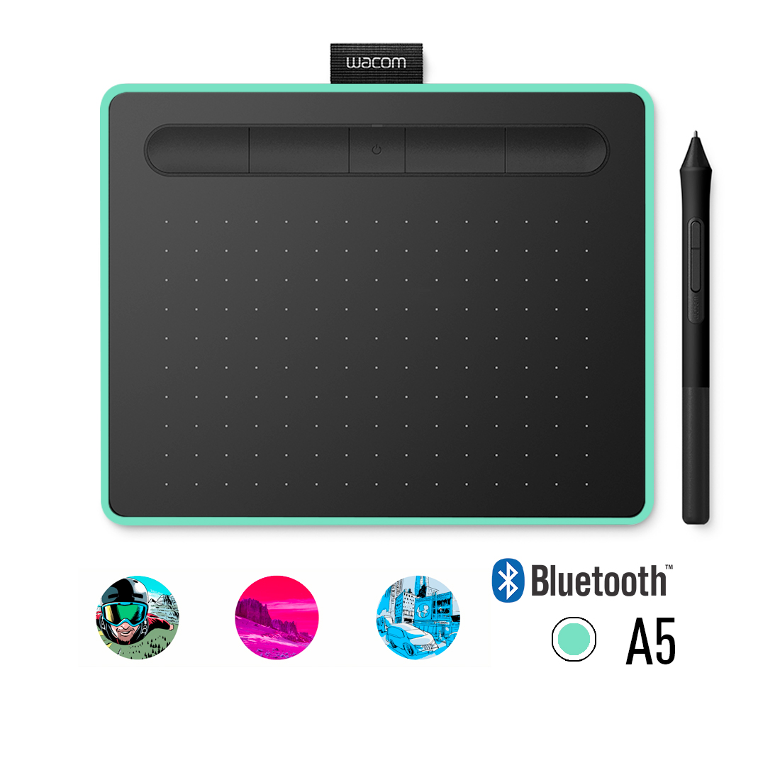 Графический планшет, Wacom, Intuos Medium Bluetooth (CTL-6100WLE-N), Разрешение 2540 lpi, Чувствител