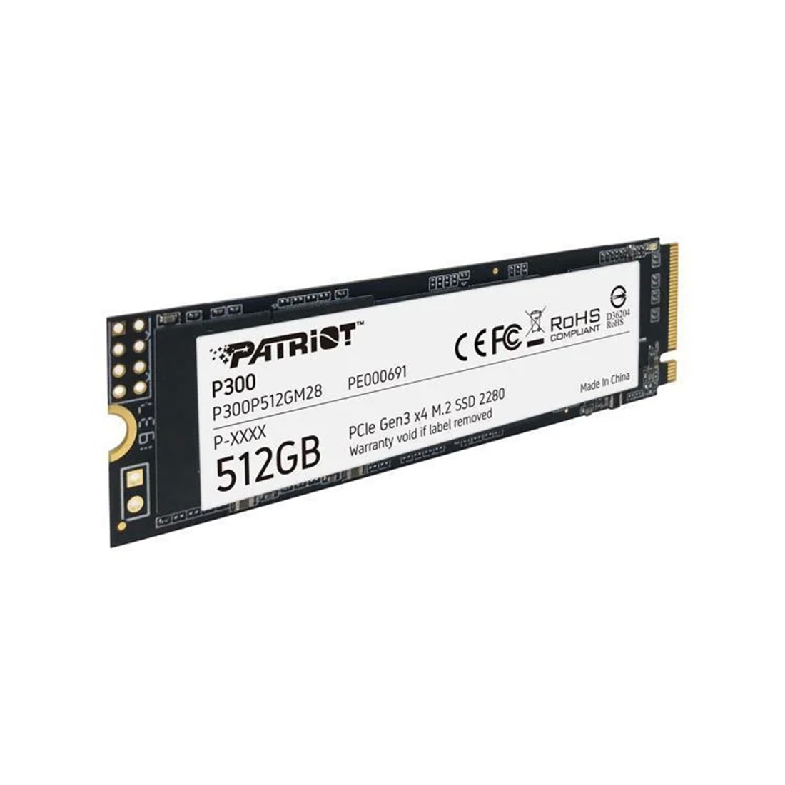 Твердотельный накопитель SSD, Patriot, P300 PP300P512GM28, 512 GB, M.2 NVMe PCIe 3.0x4, 1700/1200 Мб