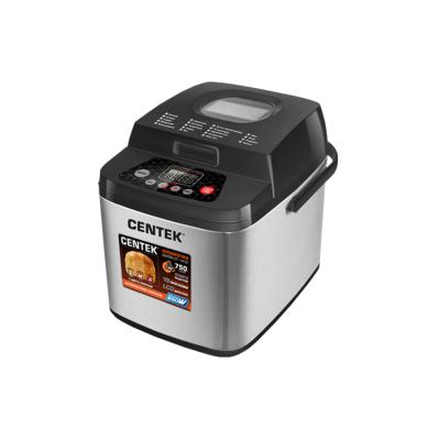 Хлебопечка, Centek, CT-1410, 750г, 650Вт, 19 программ, Таймер, LCD, Окошко, Нерж. Черный