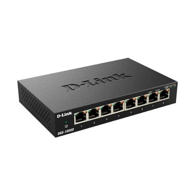 Коммутатор, D-Link, DGS-1008D/K2A, Настольный, 8 портов 10/100/1000М, Корпус металл