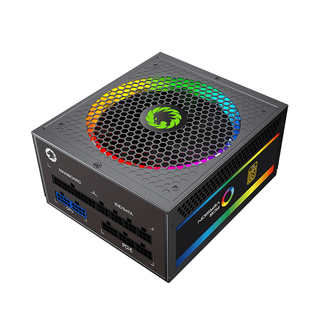 Блок питания, Gamemax, RGB 550W Rainbow, 210604500049, 550W, ATX, 80 Plus Gold, APFC, 20+4 pin, 4+4p
