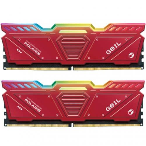 Оперативная память 32GB Kit (2x16GB)GEIL Polaris RGB 6400Mhz DDR5 PC5-51200 GOSR532GB6400C38ADC Red