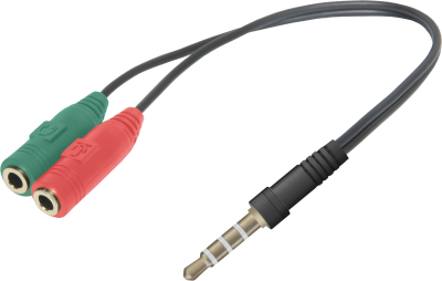 Переходник Headset Jack 2*3.5jack—3.5 4pin jack 0,15м