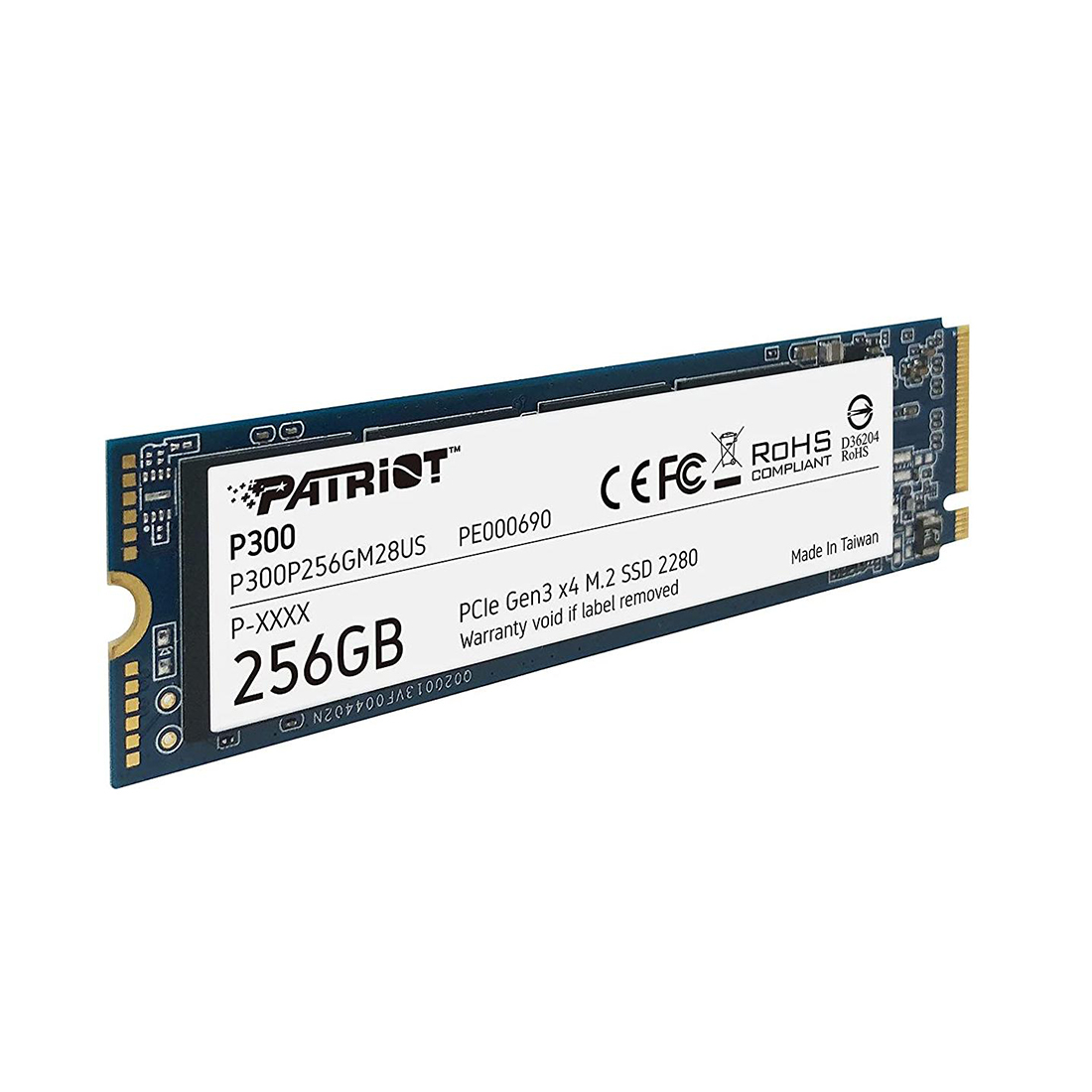 Твердотельный накопитель SSD, Patriot, P300 P300P256GM28, 256 GB, M.2 NVMe PCIe 3.0x4, 1700/1000 Мб/