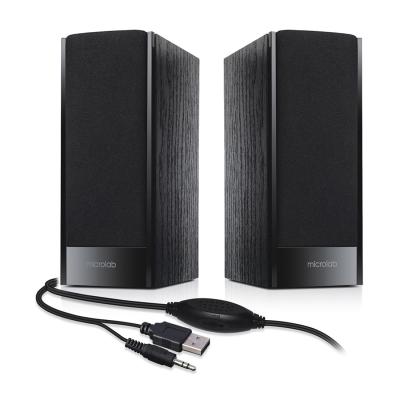 Колонки, Microlab, B56(USB), 2.0, 3Вт (1,5Вт*2), USB (питание), Проводной пульт ДУ, Дерево (МДФ). Чё