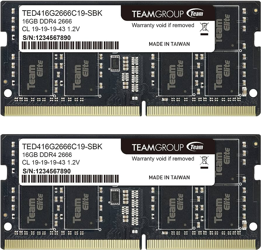 Оперативная память для ноутбука 32GB Kit (2x16GB) DDR4 2666Mhz TG ELITE SO-DIMM TED432G2666C19DC-S01