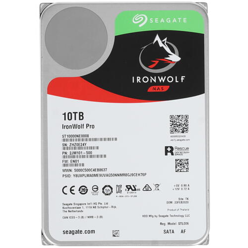 Жесткий диск для NAS систем 10Tb HDD Seagate IronWolf Pro SATA3 3.5" 7200 rpm 256Mb ST10000NE0008