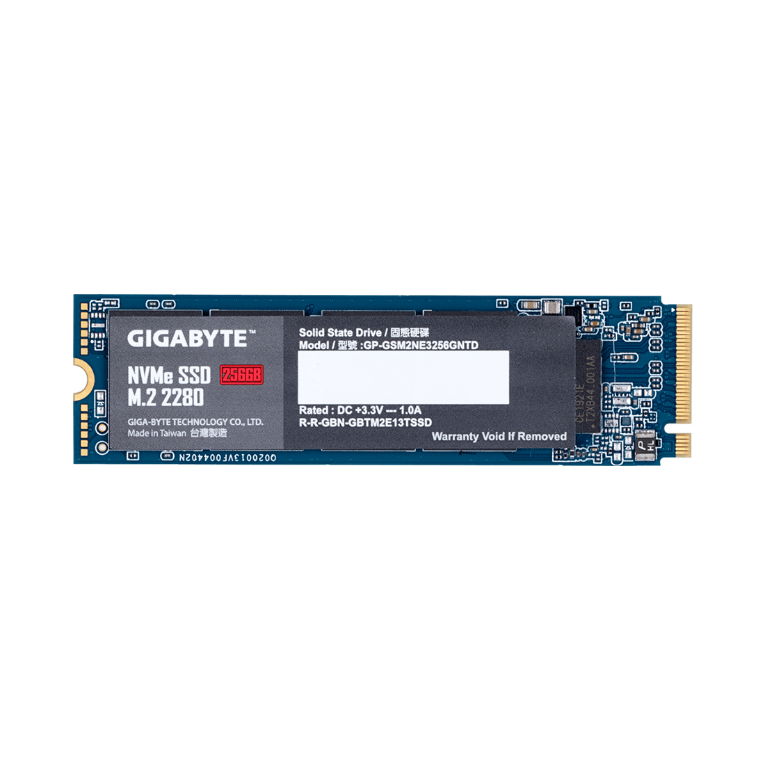 Твердотельный накопитель SSD, Gigabyte, GP-GSM2NE3256GNTD (4719331806873), 256GB, M.2, PCI-E 3.0x4, 