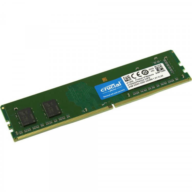 Оперативная память 8Gb DDR4 3200 MHz Crucial CL22 PC4-25600 SRx16 UDIMM 288pin CT8G4DFRA32A