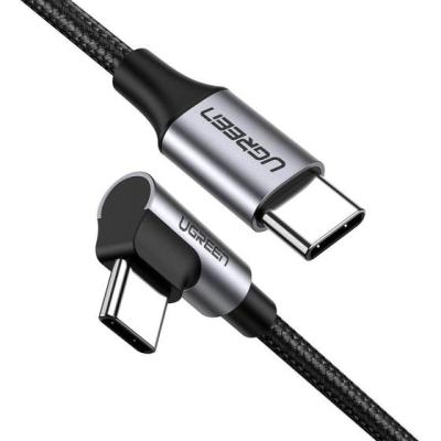 Кабель UGREEN US255 USB-C to Angled USB2.0-C Round Cable M/M Aluminum Shell Nickel Plating 1m (Gray 