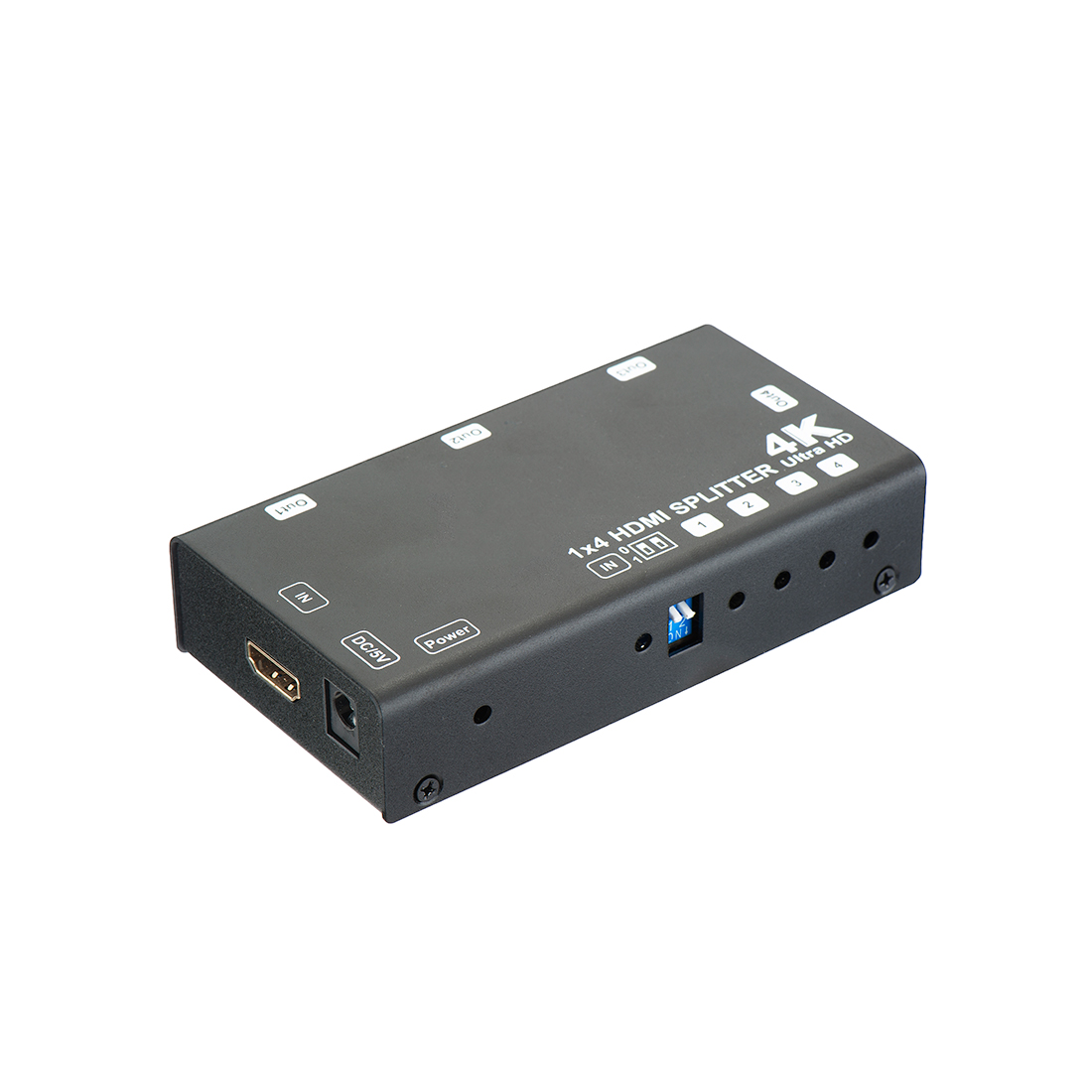Сплиттер HDMI, DELUXE, HS-4P4K-60HD3D, 4 порта, Разрешение 4К, Поддержка 3D, 1х4, 60Гц, 3 Вт, Чёрный