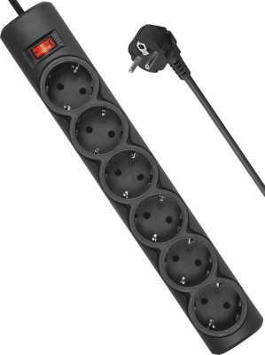 Сетевой фильтр Defender DFS 155 Черный 6 розеток, 5 м (защита от ВЧ и импульсных помех)